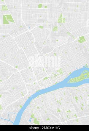 City map Detroit, color detailed plan, vector illustration Stock Vector