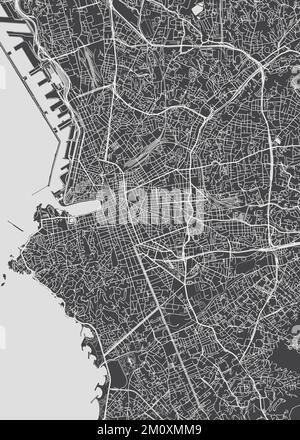 City map Marseille, monochrome detailed plan, vector illustration Stock Vector