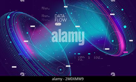 Futuristic technology for processing information analysis and sorting big data, two big database, sharing and structuring information in digital space Stock Vector