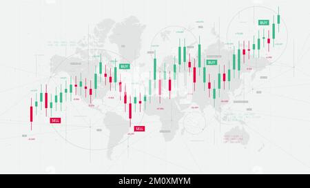 Futuristic dashboard graph of forex statistics, business and financial analytics, profit and cost rate on white background, vector illustration Stock Vector