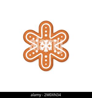 Christmas gingerbread cookie in shape of snowflake Stock Vector
