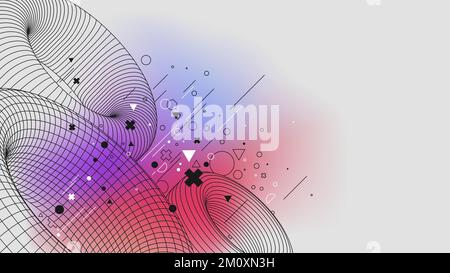 Futuristic connection structure lowpoly figures torus structure, Vector posters with strange wireframes of geometric shapes modern design inspired by Stock Vector