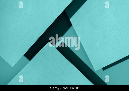 Paper for pastel overlap in teal color for background, banner, presentation template. Creative trendy background design in natural colors. Background in 3d style. Stock Photo