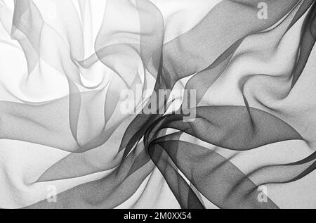 Soft black chiffon with curve and wave Stock Photo