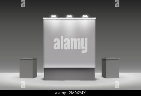Scene presentations board, table white display. Vector illustration Stock Vector