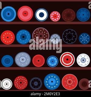 Colorful pot lids vector seamless pattern Stock Vector