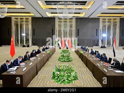 Riyadh, Saudi Arabia. 8th Dec, 2022. Chinese President Xi Jinping meets with Chairman of Sudan's Sovereignty Council Abdel Fattah Al-Burhan in Riyadh, Saudi Arabia, Dec. 8, 2022. Credit: Yue Yuewei/Xinhua/Alamy Live News Stock Photo