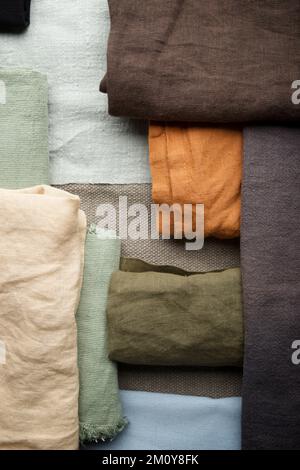 Close-up view of folded kitchen rags. Stock Photo