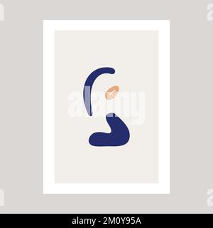 Abstract poster with different shapes drawing in blue and yellow color. Stock Vector
