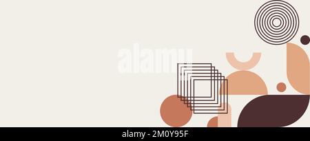 Bauhaus geometric border. Design with different shapes. Stock Vector