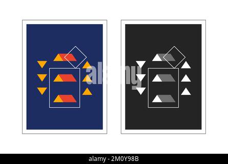 Bauhaus poster. Two abstract vertical posters. Stock Vector