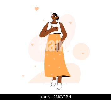 African-american sincere character. Vector flat illustration. Stock Vector