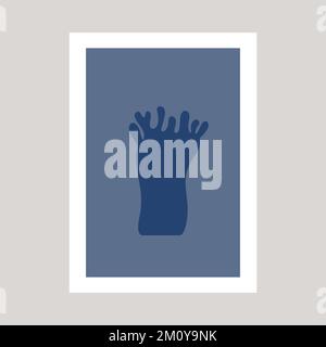 One blue sea coral on the color background. Abstract poster. Stock Vector