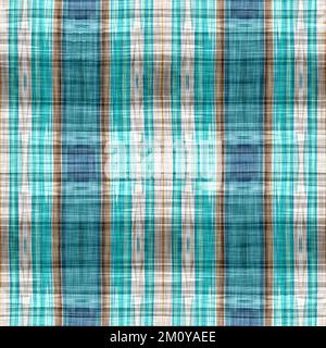 Teal rustic coastal beach house check fabric tile. Seamless sailor flannel textile gingham repeat swatch. Stock Photo