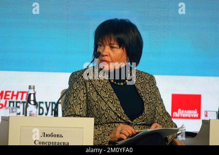 St. Petersburg, Russia. 08th Dec, 2022. Lyubov Sovershaeva, Deputy Plenipotentiary Representative of the President of Russia in the North-Western Federal District seen during a plenary session at the St. Petersburg International Tourism Forum 2022, (TRAVEL HUB-2022). Credit: SOPA Images Limited/Alamy Live News Stock Photo