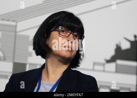 St. Petersburg, Russia. 08th Dec, 2022. Maya Lomidze, Head Author, Head of the Association of Tour Operators of Russia, head, tour operator seen during a plenary session at the St. Petersburg International Tourism Forum 2022, (TRAVEL HUB-2022). Credit: SOPA Images Limited/Alamy Live News Stock Photo