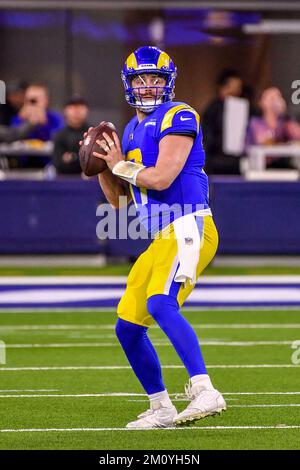 Inglewood, CA. 8th Dec, 2022. Los Angeles Rams wide receiver Van Jefferson  #12 makes the catch for the go ahead touchdown as Las Vegas Raiders  cornerback Sam Webb #27 defends in action