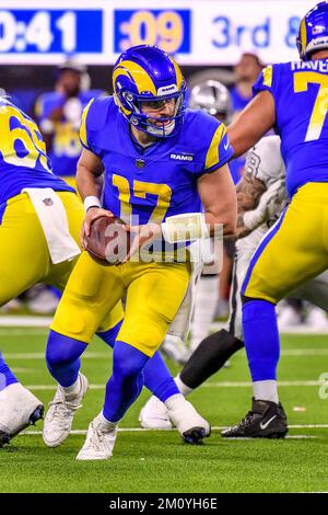 Los Angeles Rams wide receiver Van Jefferson (12) and Las Vegas Raiders  cornerback Sam Webb (27)