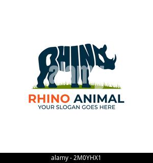 Goat Animal logo design vector with warp text silhouette Stock Vector