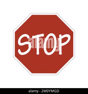 Vector illustration of Stop sign isolated on white Stock Vector