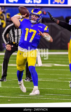 Inglewood, CA. 8th Dec, 2022. Los Angeles Rams wide receiver Van Jefferson  #12 makes the catch for the go ahead touchdown as Las Vegas Raiders  cornerback Sam Webb #27 defends in action