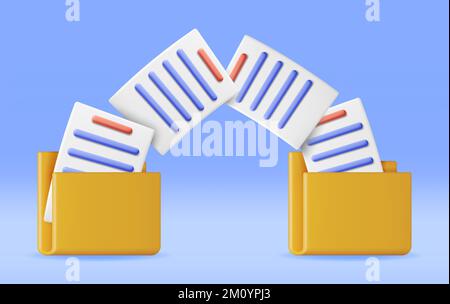 3D Business Folder Full of Papers Stock Vector