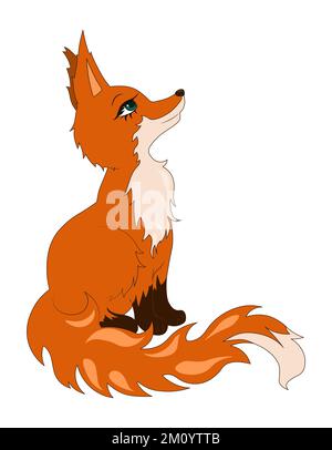 Vector isolated illustration with cute red fox. Stock Vector