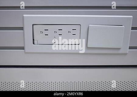 desktop computer outlet port 3 port socket Stock Photo