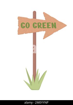 Go green pointer semi flat color vector object Stock Vector