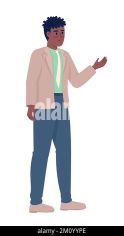 Young office worker semi flat color vector character Stock Vector
