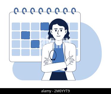 Regular medical examination 2D vector isolated linear illustration Stock Vector