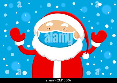 Santa in medical mask. Vector illustration. Stock Vector