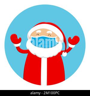 Santa Claus in medical mask. Vector illustration. Stock Vector