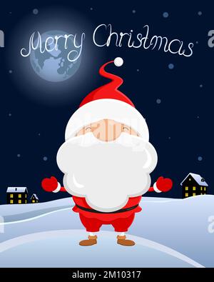 Merry Christmas card. Cartoon style. Vector illustration. Stock Vector