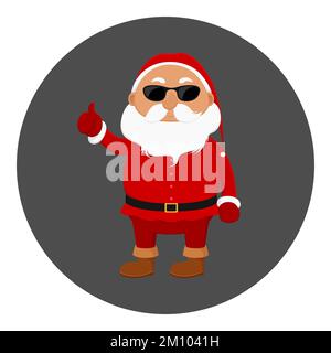 Santa in sunglasses showing thumbs up. Christmas avatar. Vector illustration. Stock Vector