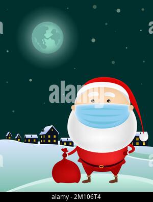 Santa Claus in medical mask. Vector illustration. Stock Vector