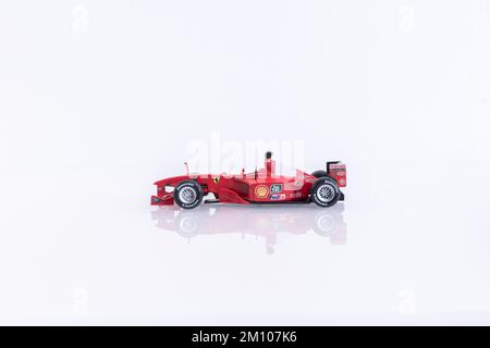Miniature vehicle Ferrari Formula 1 2000 n° 3 driven by Michael Schumacher during his victory at the 2000 European Formula 1 Grand Prix on the Nurburg Stock Photo