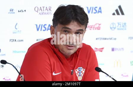 Coach of Croatia Zlatko Dalic answers to the media during a press conference at the Qatar National Convention Center QNCC during the FIFA World Cup 2022 on December 8, 2022 in Doha, Qatar - Photo: Jean Catuffe/DPPI/LiveMedia Stock Photo