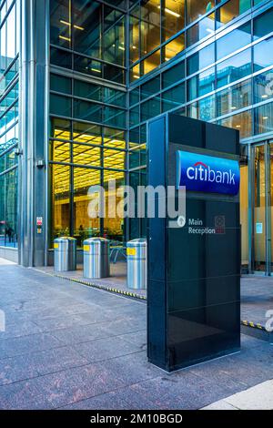 Citibank Canary Wharf at The Citigroup Centre. The Citigroup Centre is the EMEA HQ for Citigroup. Stock Photo