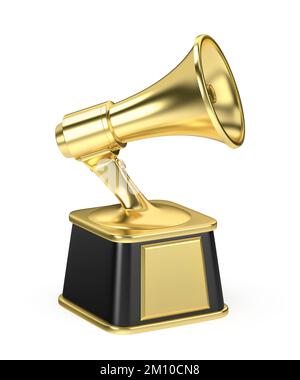 Megaphone gold trophy on white background Stock Photo