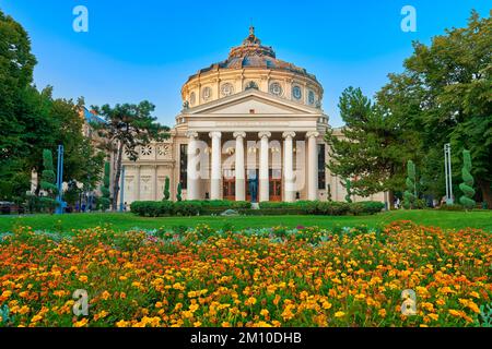 A mesmerizing shot of the Romanian Athenaeum, a concert hall in the center of Bucharest, Romania Stock Photo