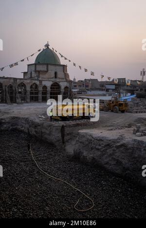 Iraq, Mosul on 2022-10-18. The city of Mosul and the heritage of its historic city centre under reconstruction after being the capital of the Islamic Stock Photo