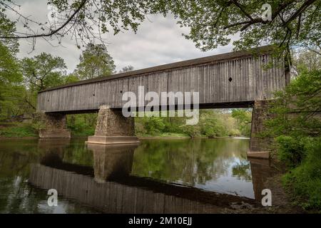 The Schofield Ford Covered Bridge at Tyler State Park, Pennsylvania Stock Photo