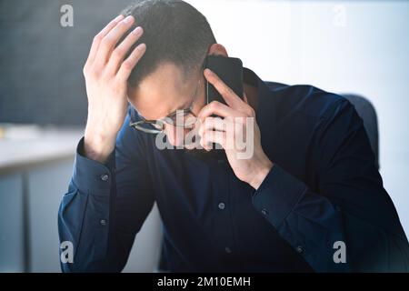 Male Man Talking On Mobile Phone Or Smartphone Stock Photo