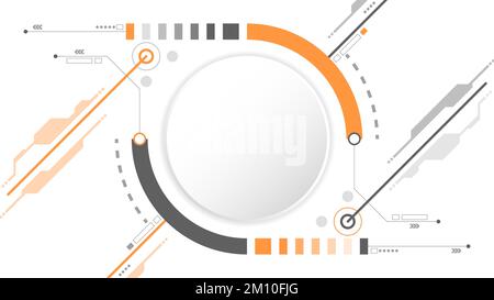 white grey circle technology background abstract. technology with line digital color grey, orange, dot, hi-tech, vector. circle technological for web Stock Vector