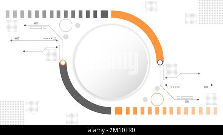 white grey circle technology background abstract. technology with line digital color grey, orange, dot, hi-tech, vector. circle technological for web Stock Vector