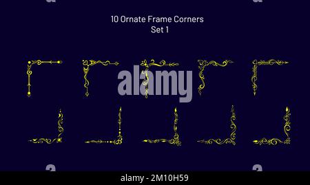 Decorative design corners, vignettes. Set of elegant calligraphic lines, vintage borders Stock Vector