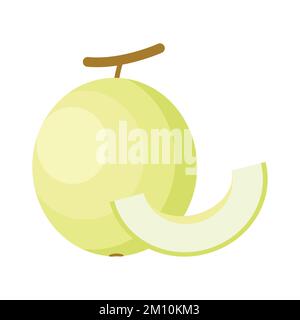 Honeydew Melon Flat design clip art vector illustration isolated on a white background Stock Vector