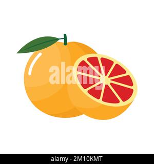 Grapefruit Flat design clip art vector illustration isolated on a white background Stock Vector