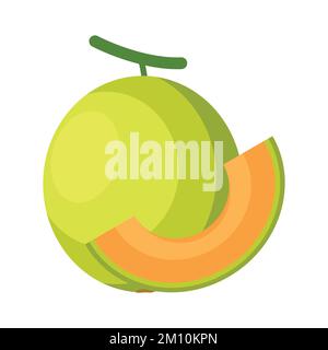 Melon Flat design clip art vector illustration isolated on a white background Stock Vector
